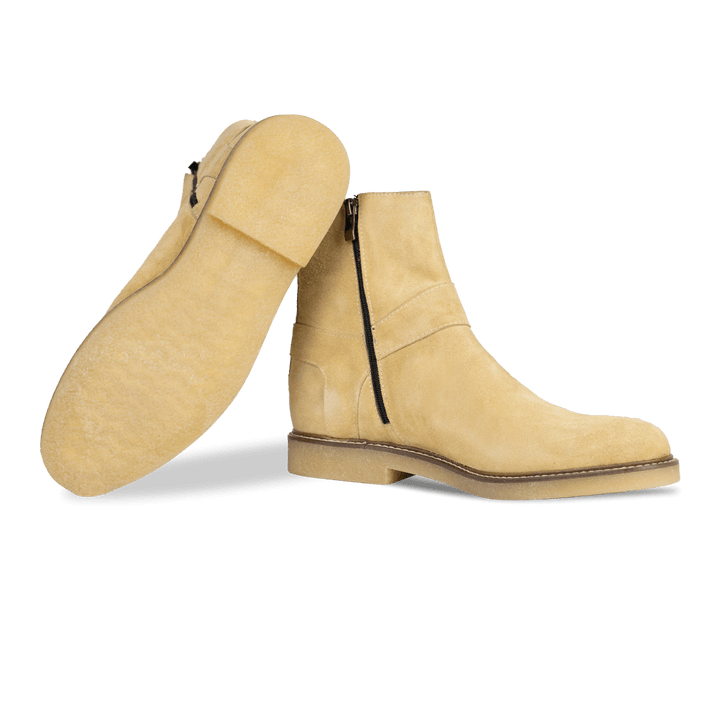 Marlon: Bottes Homme - Daim Beige - Bleather Maroc