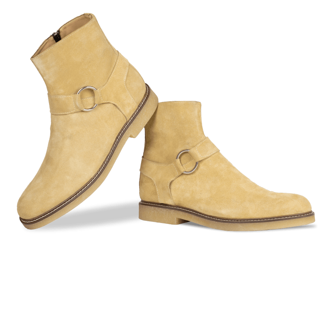 Marlon: Bottes Homme - Daim Beige - Bleather Maroc