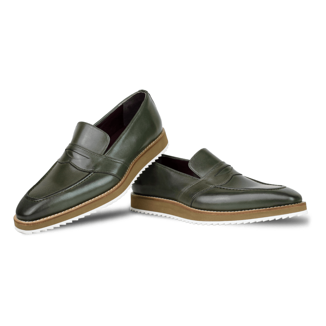 Martine: Mocassin Homme - Cuir Kaki - Bleather Maroc