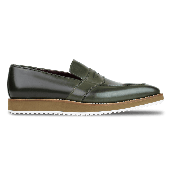 Martine: Mocassin Homme - Cuir Kaki - Bleather Maroc