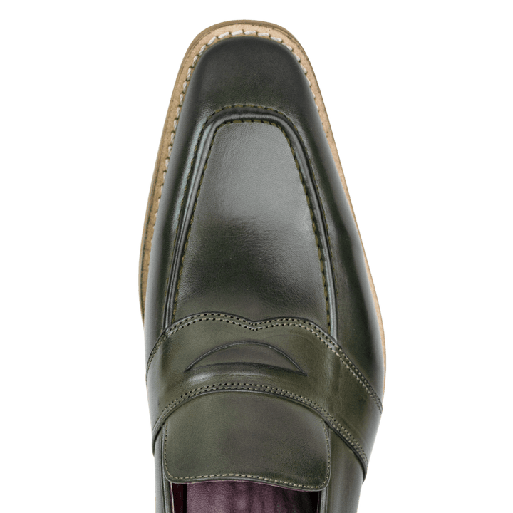 Martine: Mocassin Homme - Cuir Kaki - Bleather Maroc