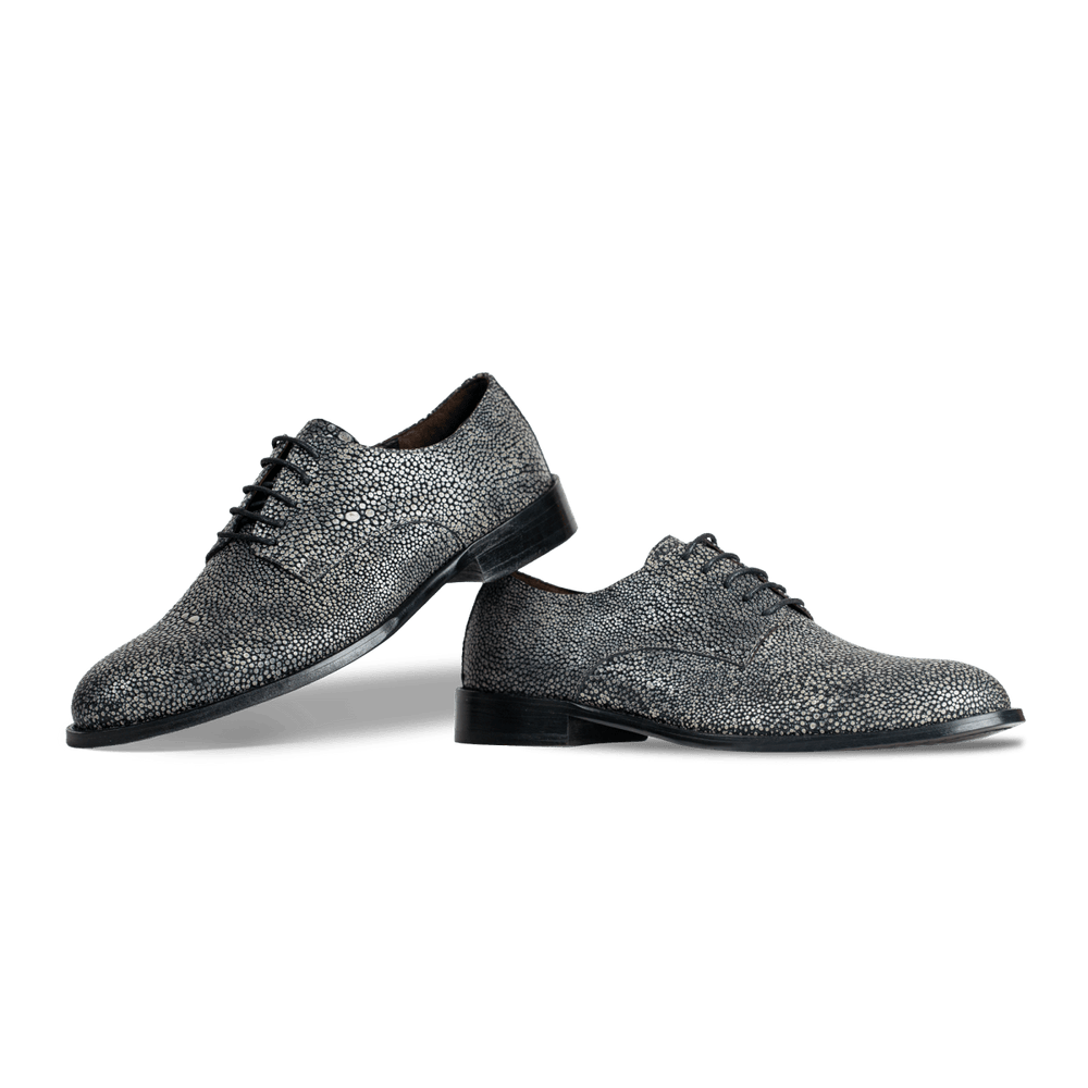 Miler: Derby Homme - Cuir gris métallique - Bleather Maroc