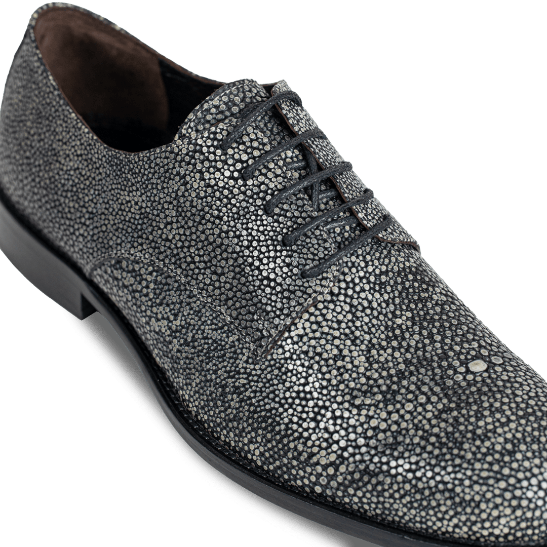 Miler: Derby Homme - Cuir gris métallique - Bleather Maroc