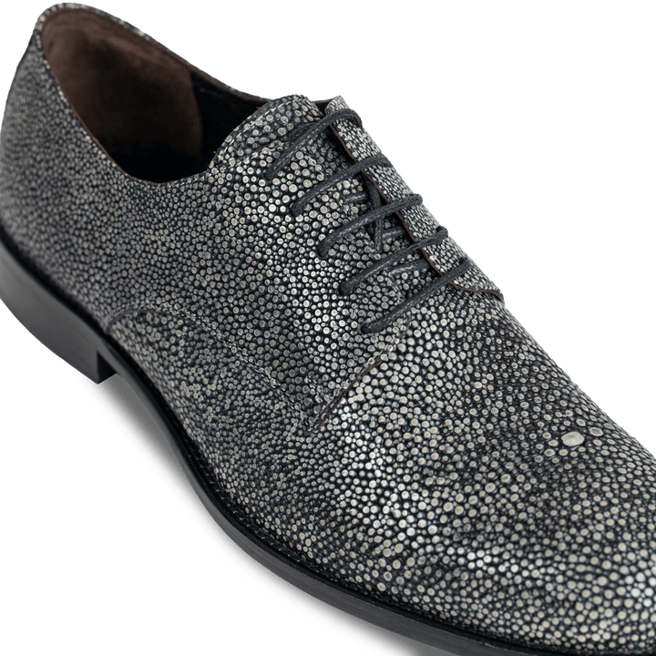 Miler: Derby Homme - Cuir gris métallique - Bleather Maroc