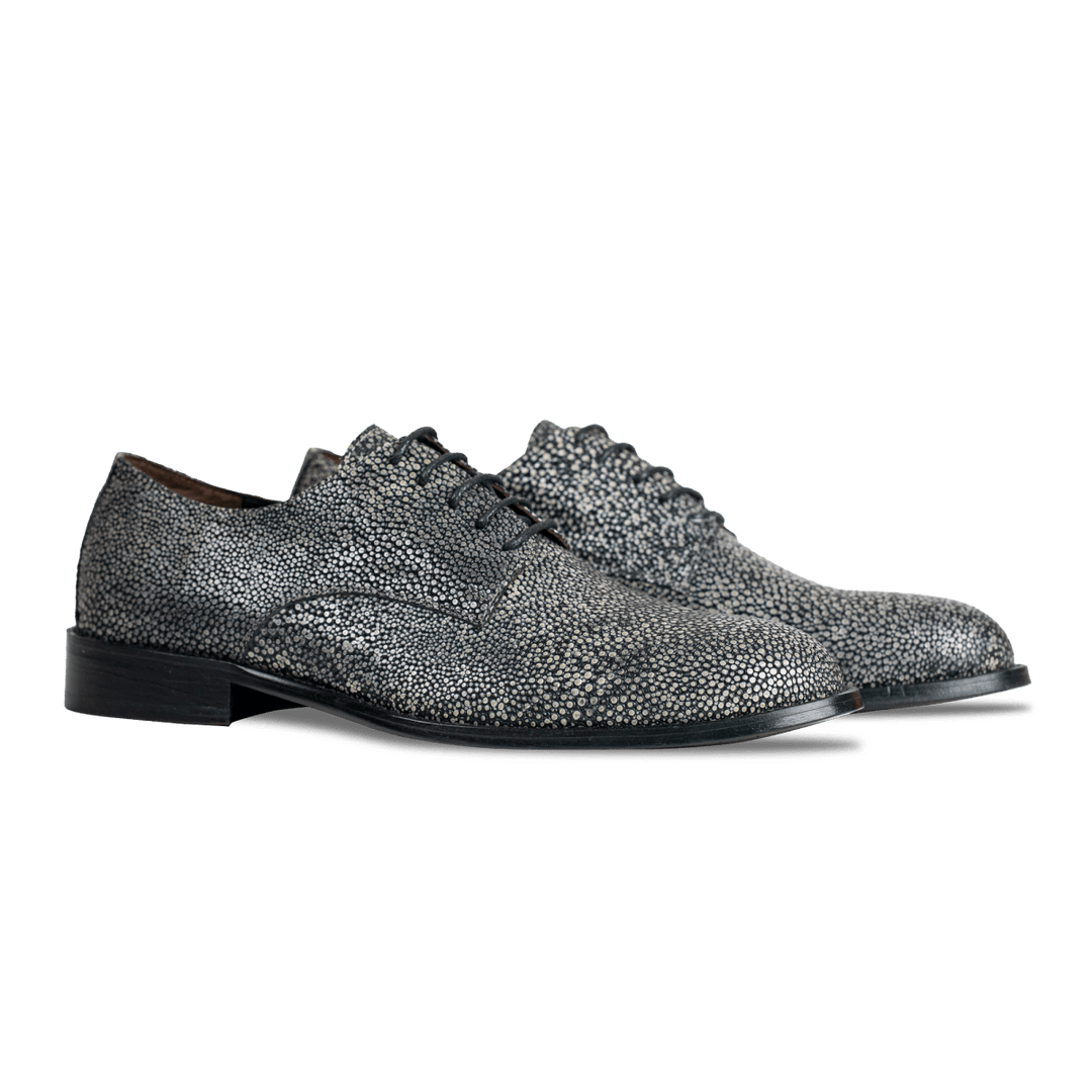 Miler: Derby Homme - Cuir gris métallique - Bleather Maroc