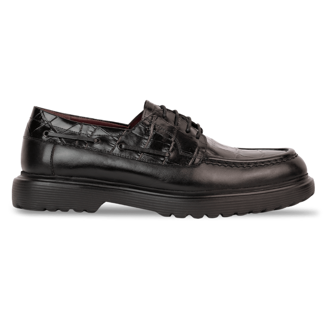 Monarch: Derby Homme - Cuir Noir - Bleather Maroc