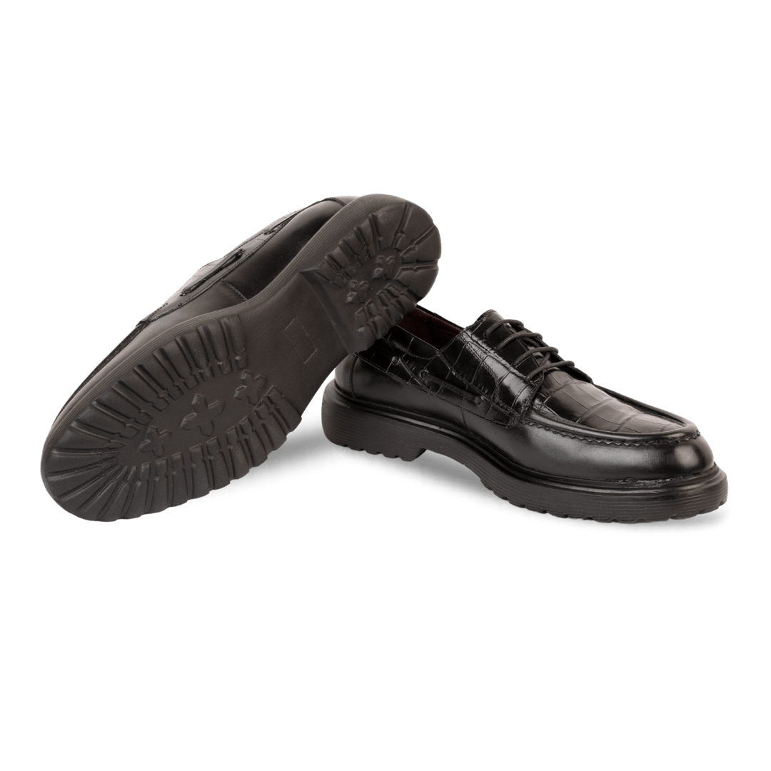 Monarch: Derby Homme - Cuir Noir - Bleather Maroc