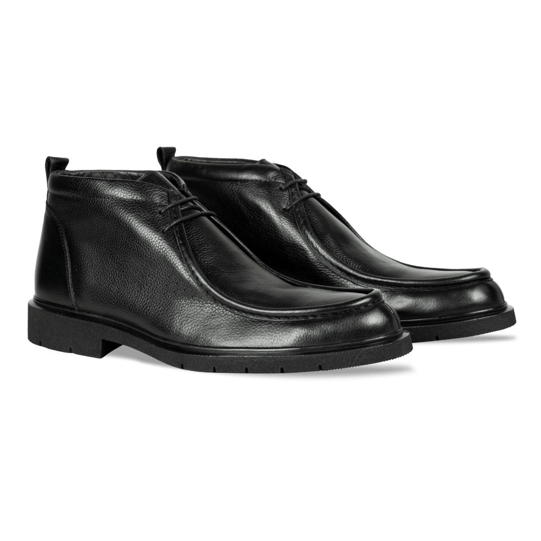 Murphy: Demi Bottes Homme - Cuir Noir - Bleather Maroc