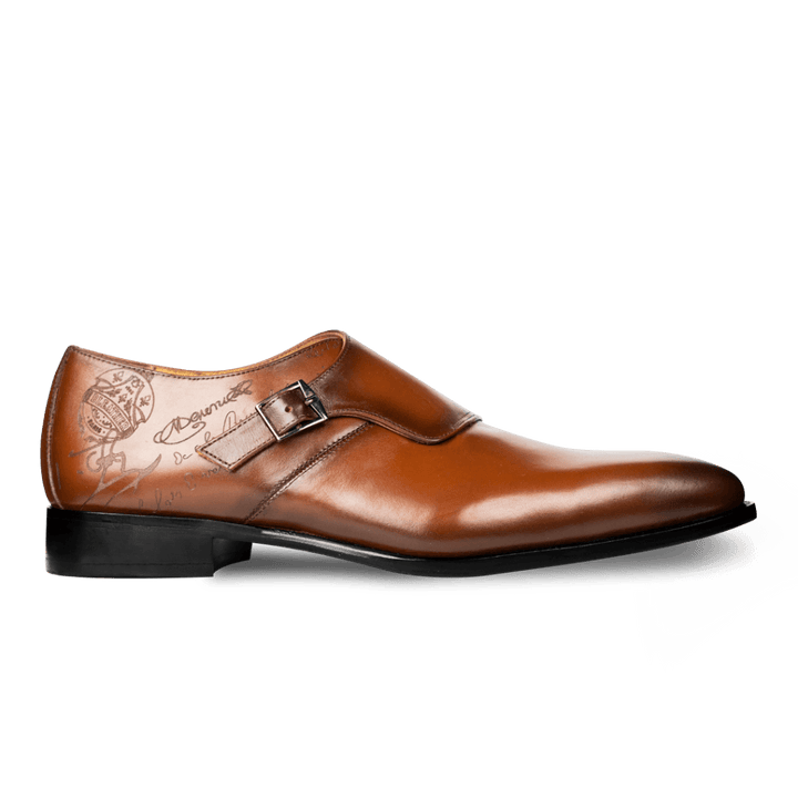 Neilston: Chaussures à boucles - Cuir Cognac - Bleather Maroc