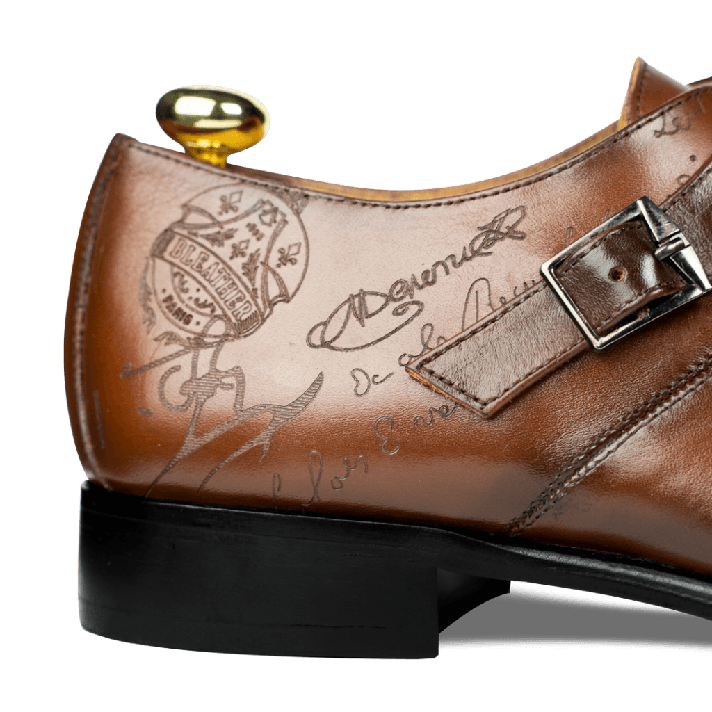 Neilston: Chaussures à boucles - Cuir Cognac - Bleather Maroc