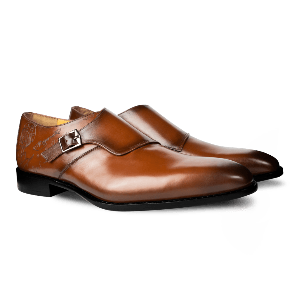 Neilston: Chaussures à boucles - Cuir Cognac - Bleather Maroc