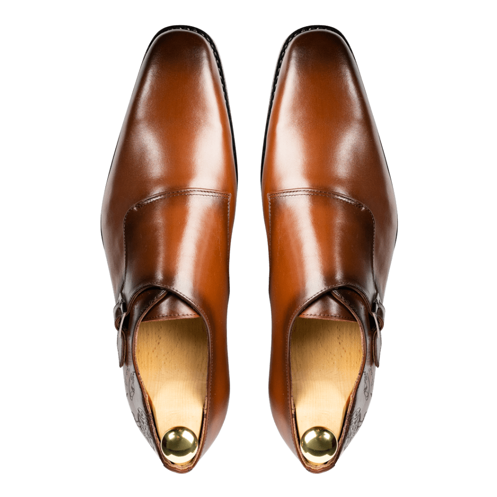 Neilston: Chaussures à boucles - Cuir Cognac - Bleather Maroc