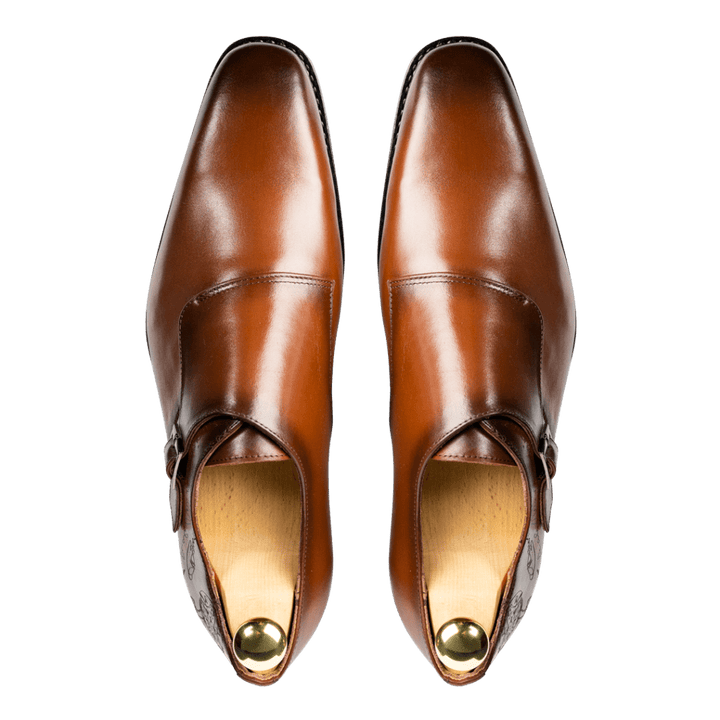 Neilston: Chaussures à boucles - Cuir Cognac - Bleather Maroc