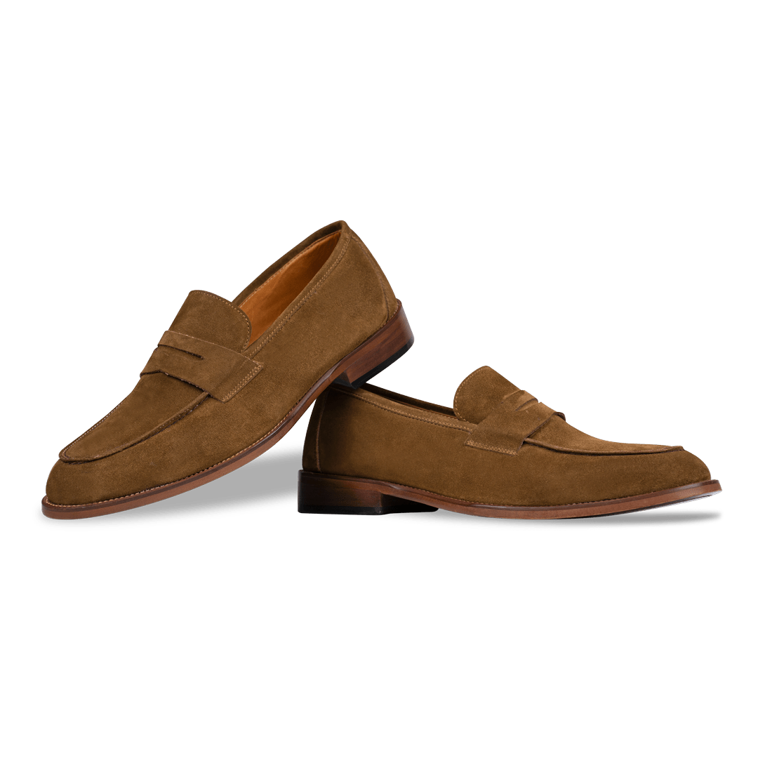 Nowell: Mocassin Homme - Daim Cognac - Bleather Maroc