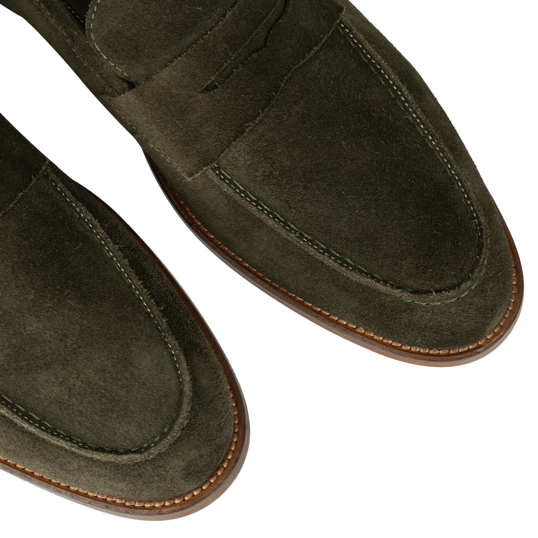 Nowell: Mocassin Homme - Daim Vert - Bleather Maroc