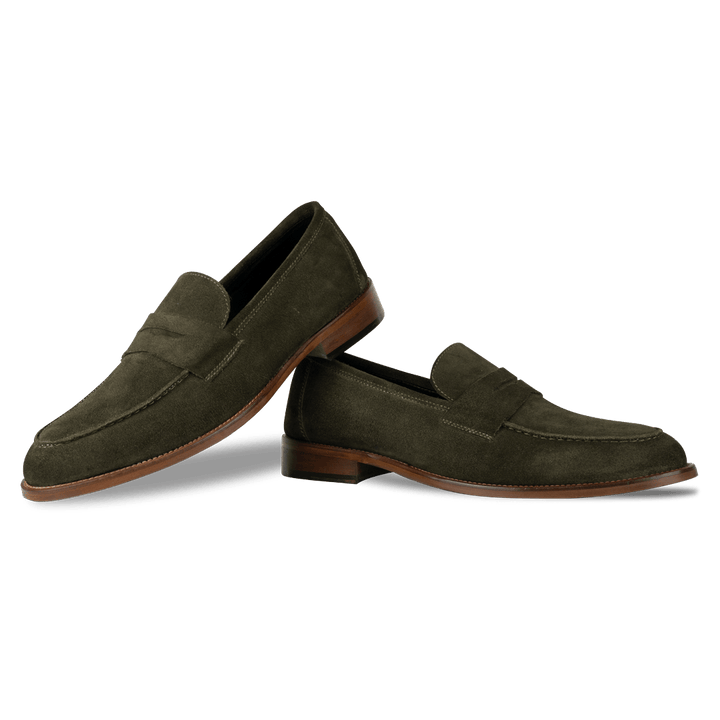 Nowell: Mocassin Homme - Daim Vert - Bleather Maroc