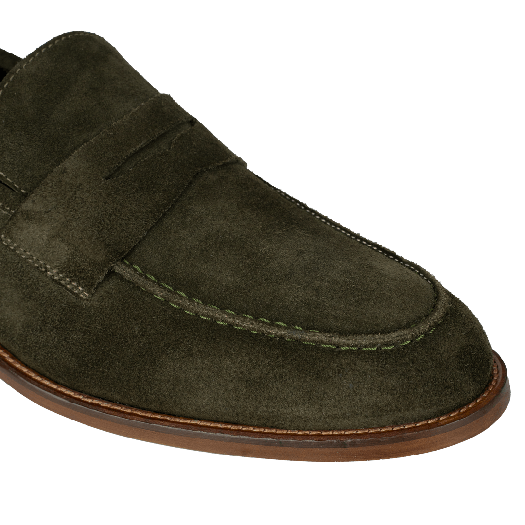 Nowell: Mocassin Homme - Daim Vert - Bleather Maroc