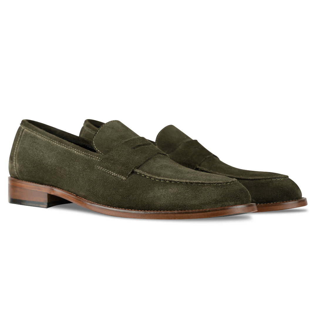 Nowell: Mocassin Homme - Daim Vert - Bleather Maroc