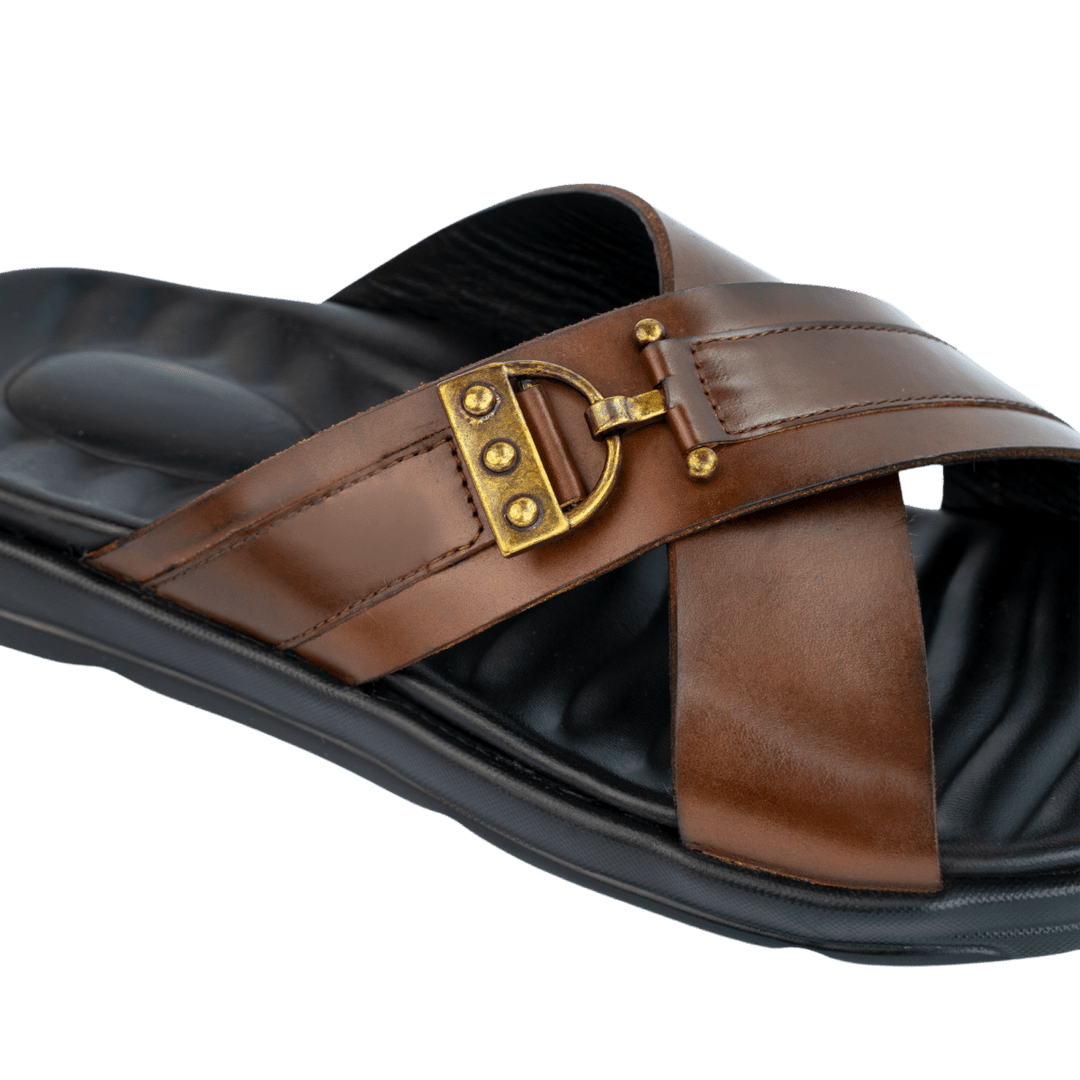 Oasis: Sandales Homme - Cuir Marron - Bleather Maroc