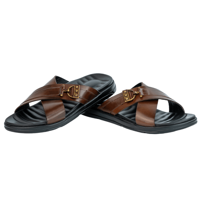 Oasis: Sandales Homme - Cuir Marron - Bleather Maroc