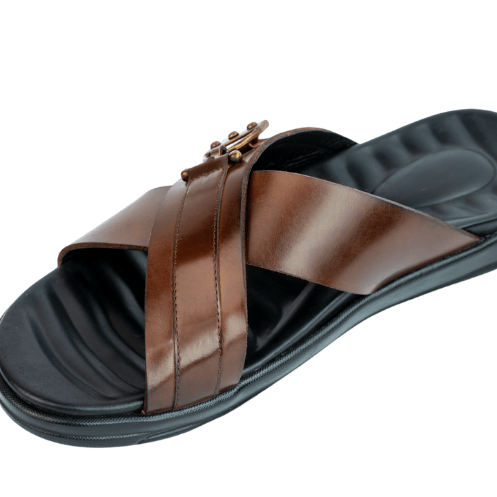 Oasis: Sandales Homme - Cuir Marron - Bleather Maroc