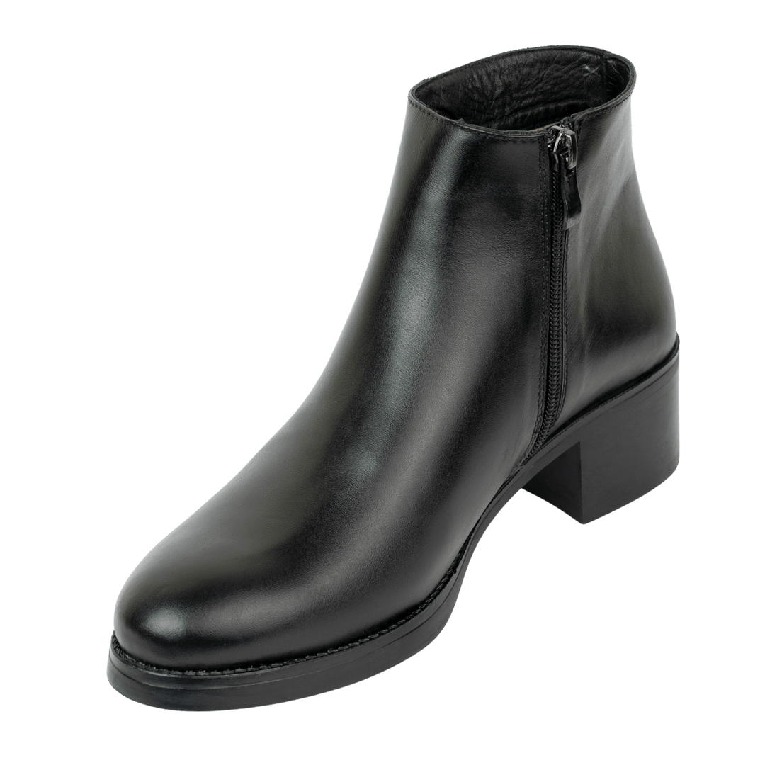 Ophelia : Bottines à talons femmes - Cuir Noir - Bleather Maroc