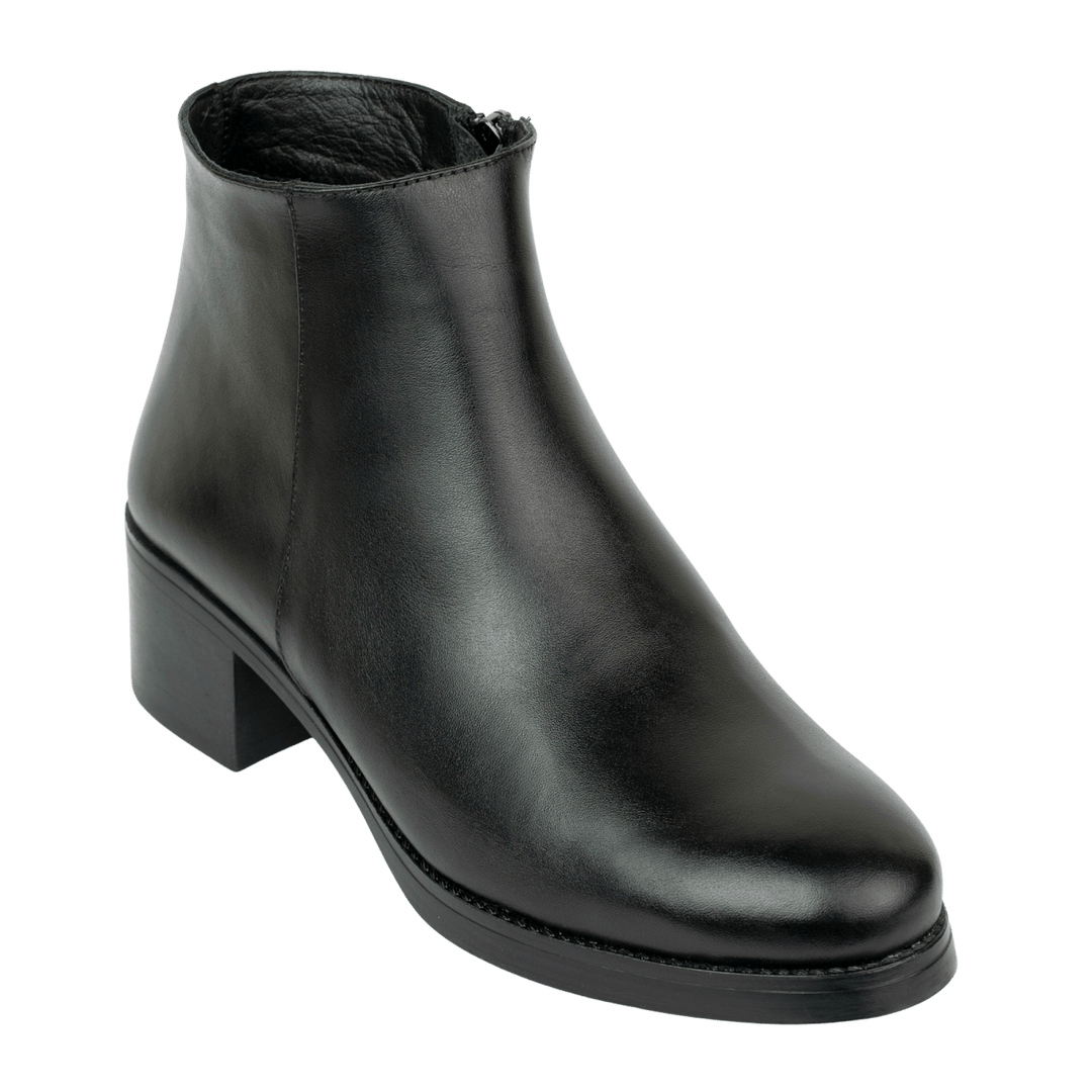 Ophelia : Bottines à talons femmes - Cuir Noir - Bleather Maroc