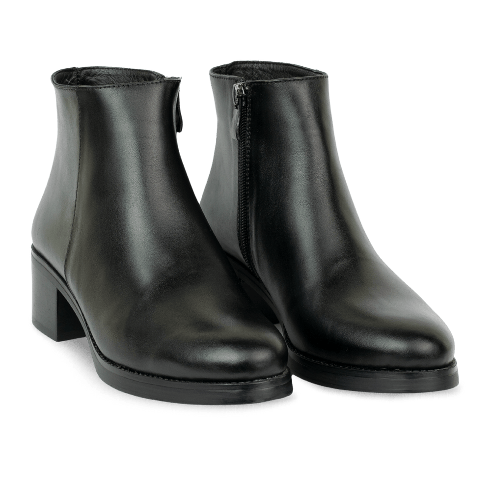 Ophelia : Bottines à talons femmes - Cuir Noir - Bleather Maroc