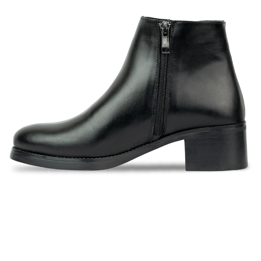 Ophelia : Bottines à talons femmes - Cuir Noir - Bleather Maroc