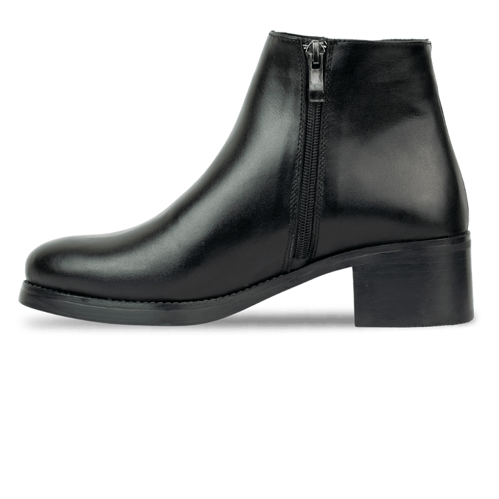 Ophelia : Bottines à talons femmes - Cuir Noir - Bleather Maroc