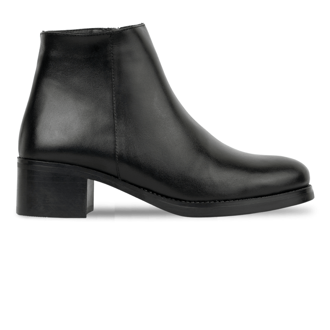 Ophelia : Bottines à talons femmes - Cuir Noir - Bleather Maroc