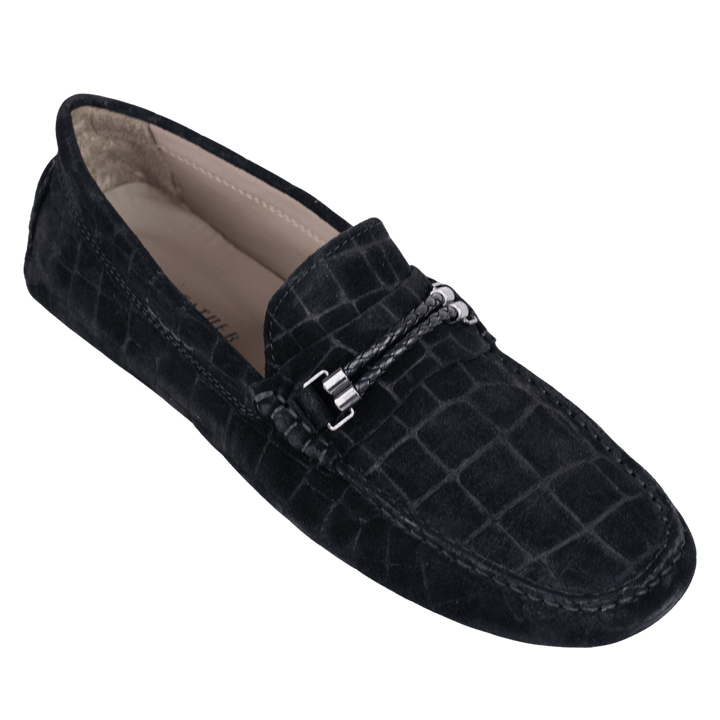 Oscar: Mocassin Homme - Daim Noir - Bleather Maroc