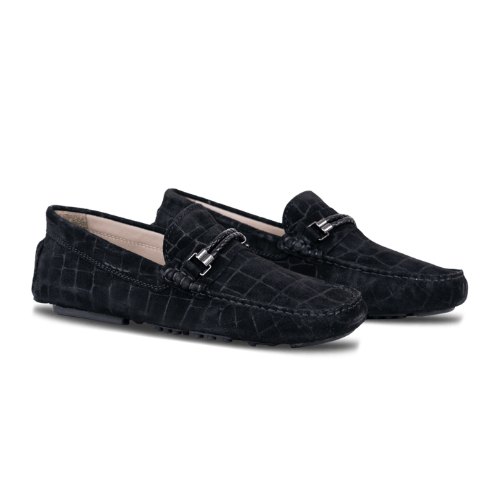 Oscar: Mocassin Homme - Daim Noir - Bleather Maroc