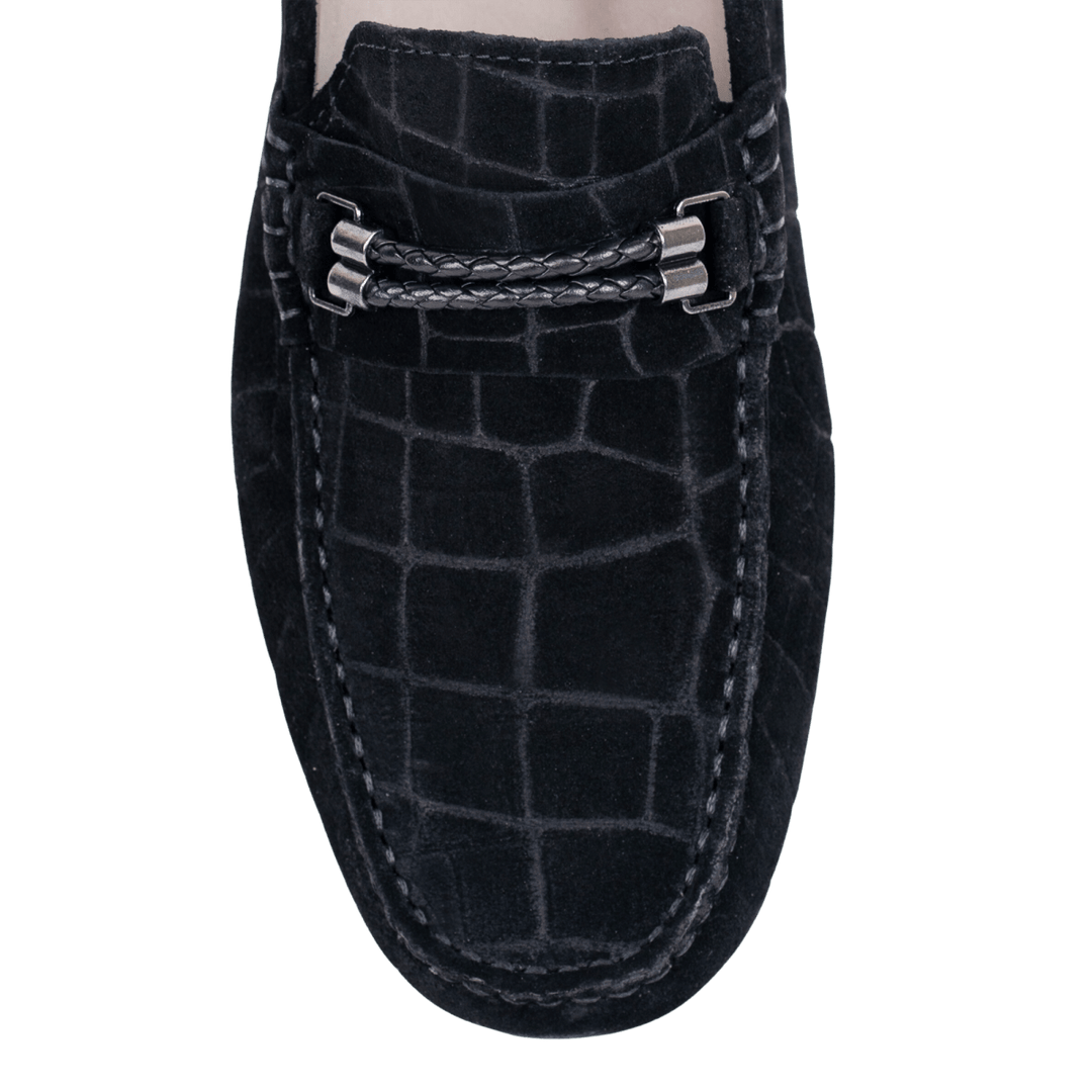 Oscar: Mocassin Homme - Daim Noir - Bleather Maroc