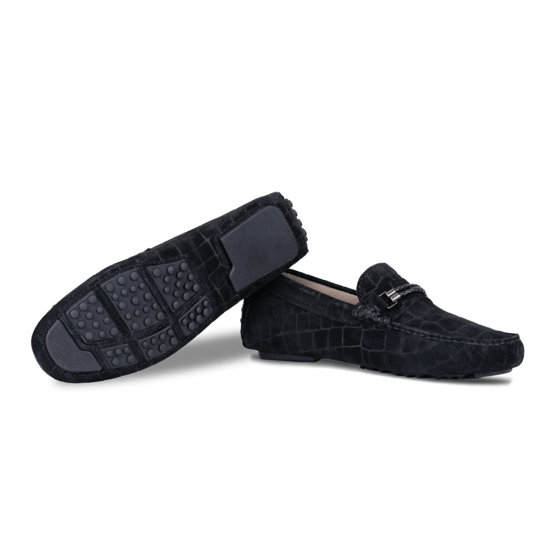 Oscar: Mocassin Homme - Daim Noir - Bleather Maroc