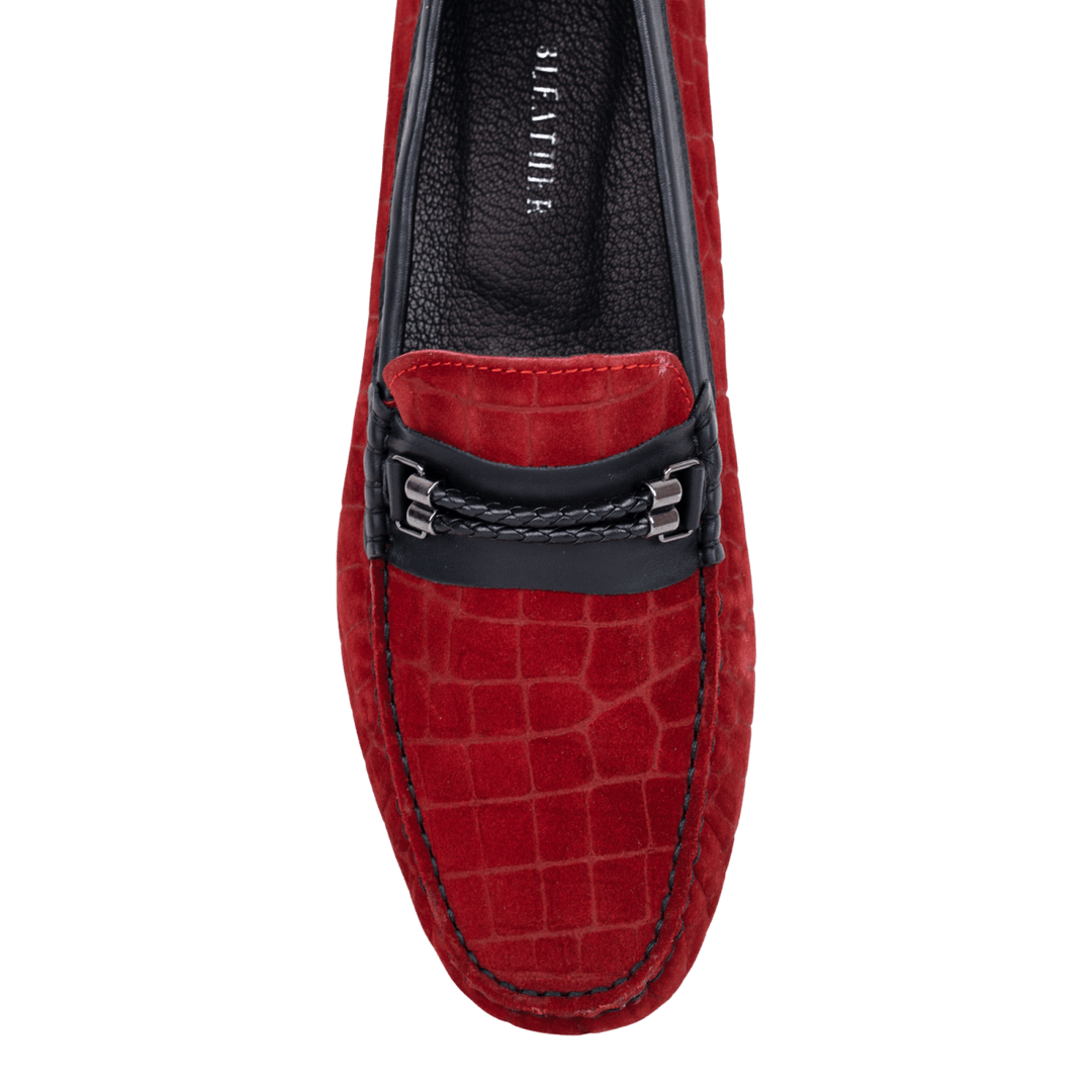 Oscar: Mocassin Homme - Daim Rouge - Bleather Maroc