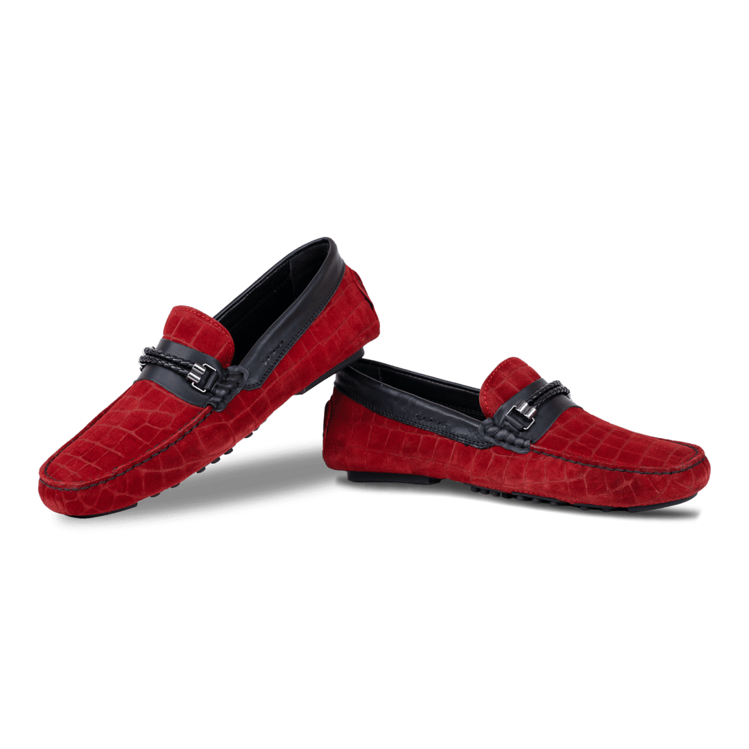 Oscar: Mocassin Homme - Daim Rouge - Bleather Maroc