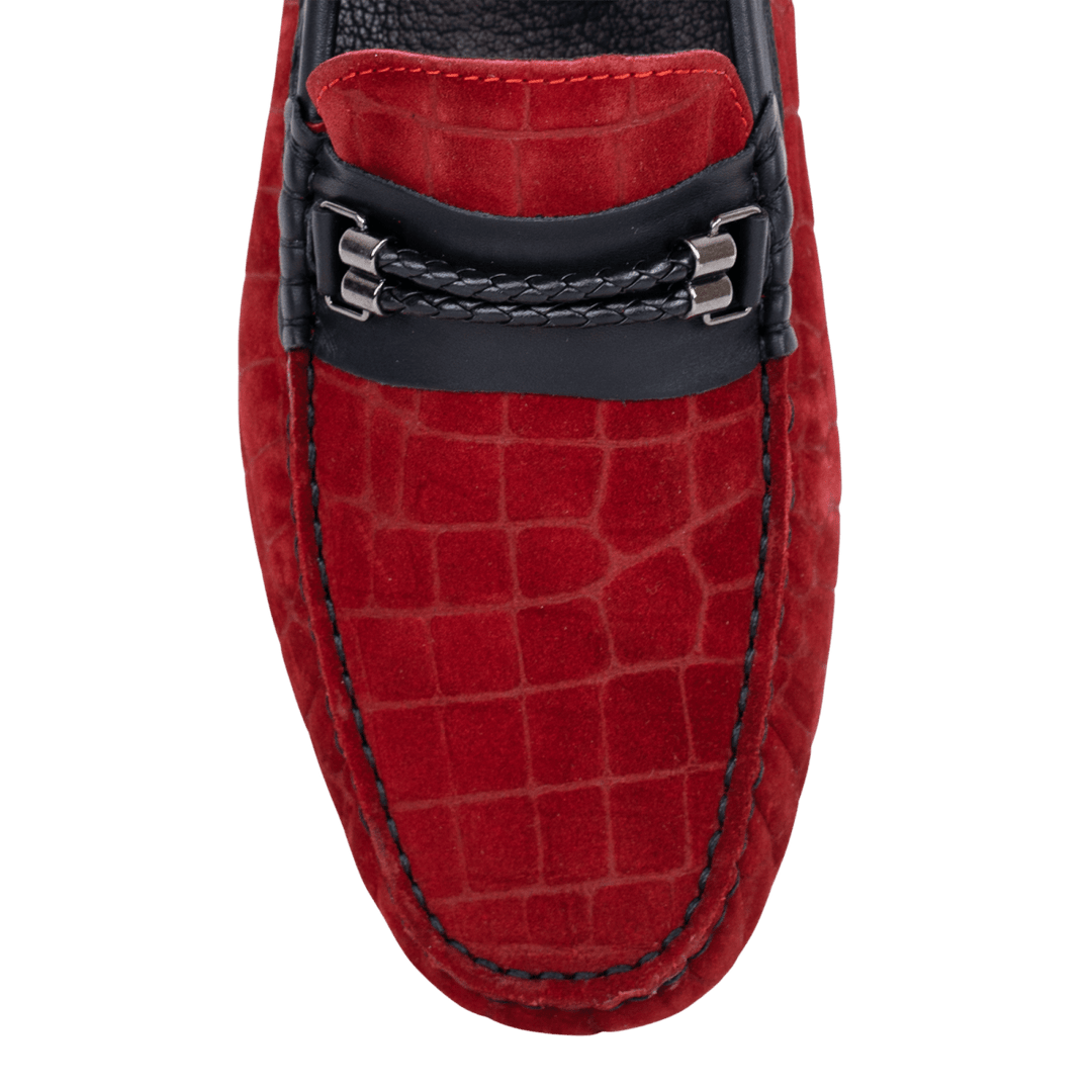 Oscar: Mocassin Homme - Daim Rouge - Bleather Maroc