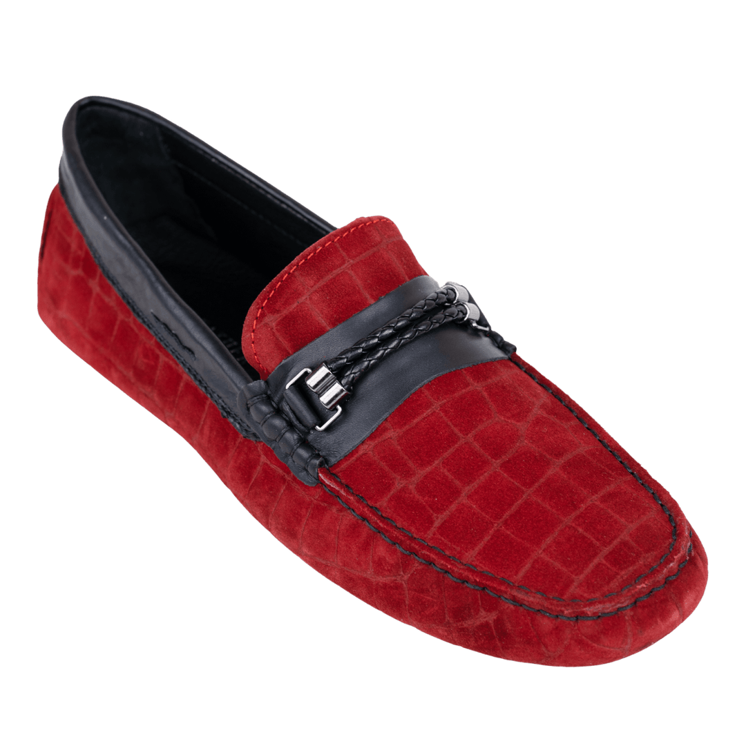 Oscar: Mocassin Homme - Daim Rouge - Bleather Maroc