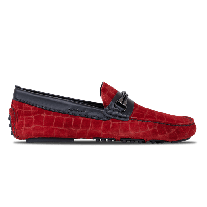 Oscar: Mocassin Homme - Daim Rouge - Bleather Maroc