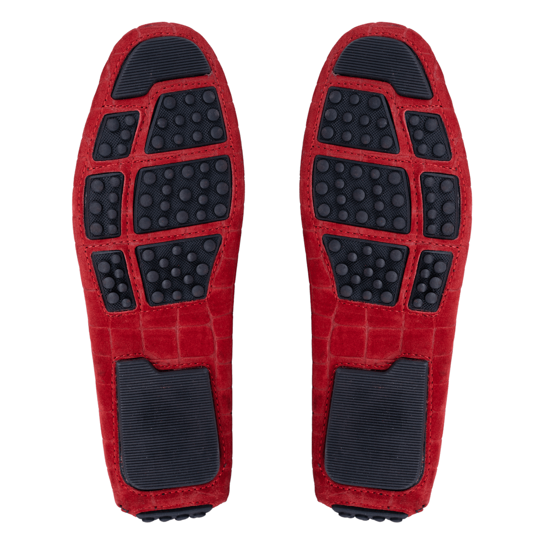 Oscar: Mocassin Homme - Daim Rouge - Bleather Maroc