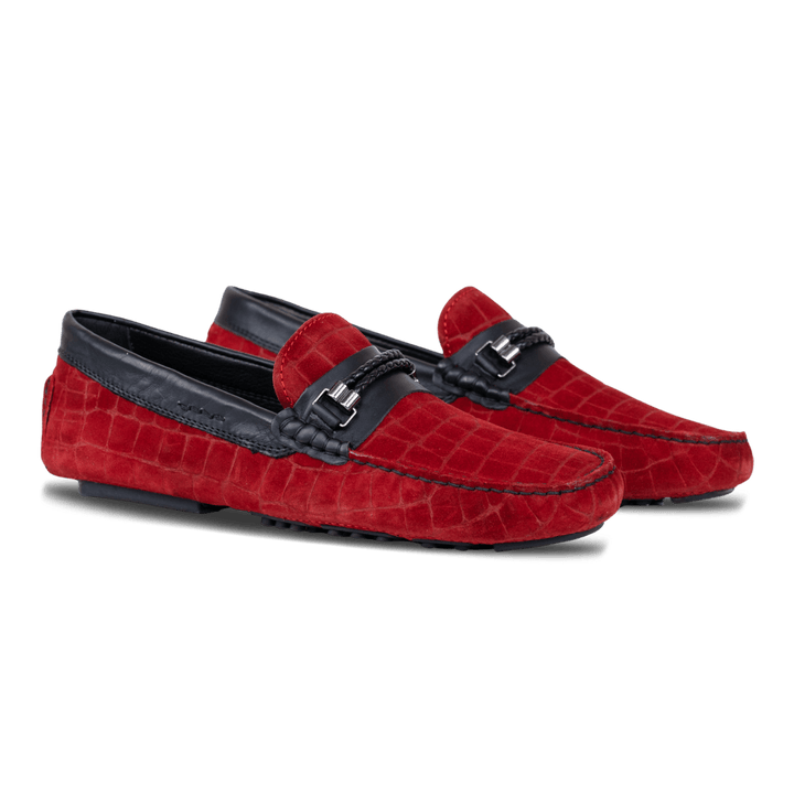 Oscar: Mocassin Homme - Daim Rouge - Bleather Maroc