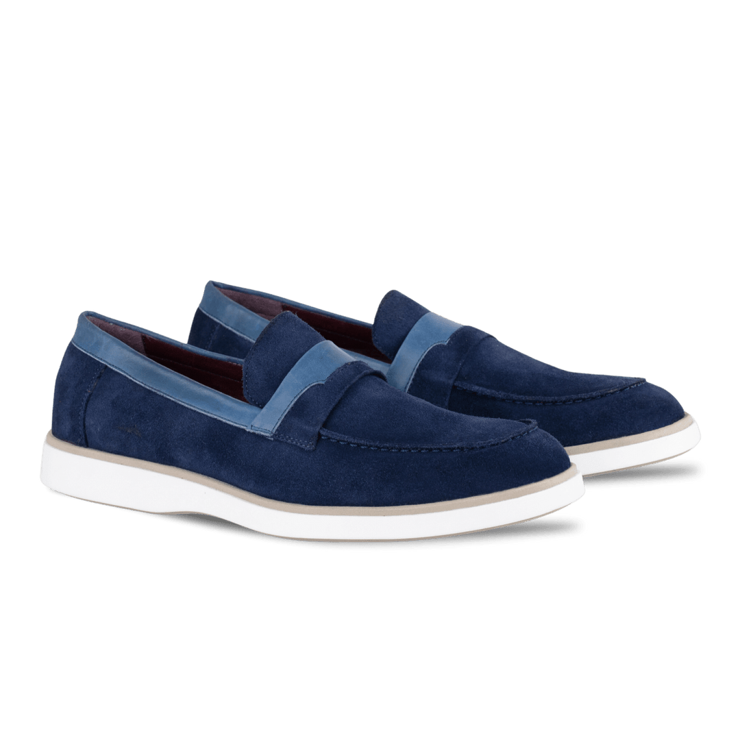 Phelps: Mocassin Homme - Daim Bleu - Bleather Maroc