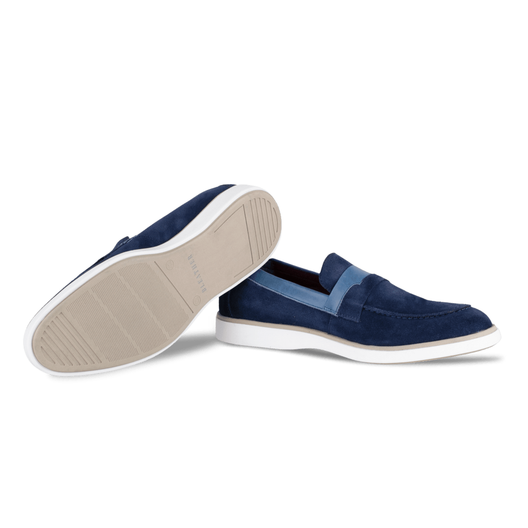 Phelps: Mocassin Homme - Daim Bleu - Bleather Maroc