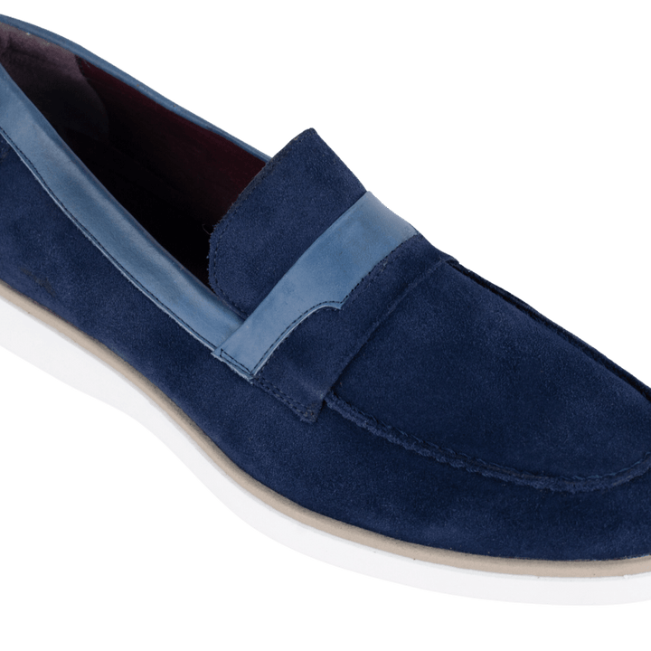 Phelps: Mocassin Homme - Daim Bleu - Bleather Maroc