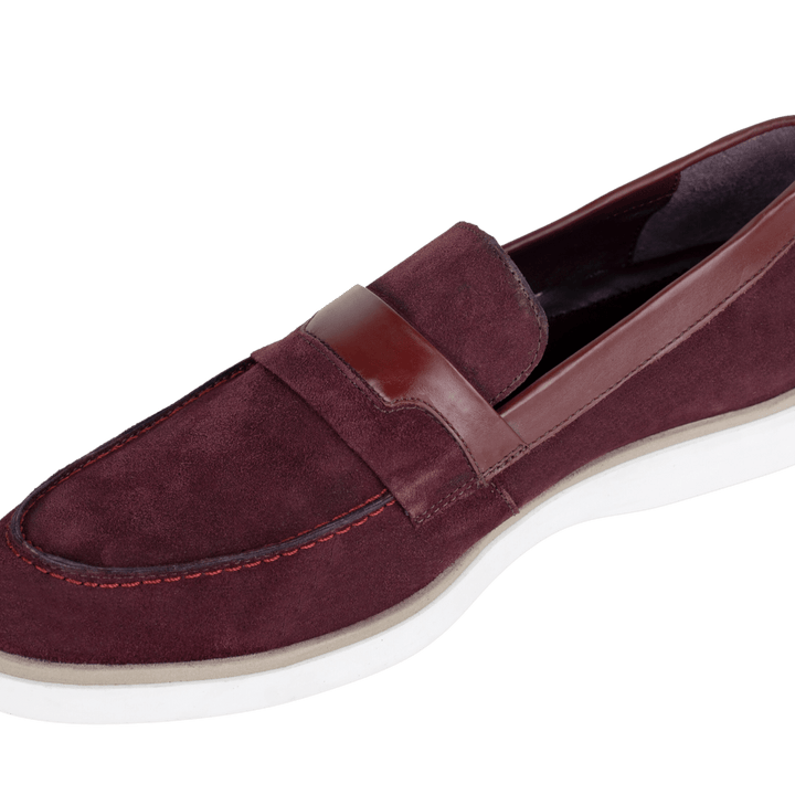 Phelps: Mocassin Homme - Daim Bordeaux - Bleather Maroc