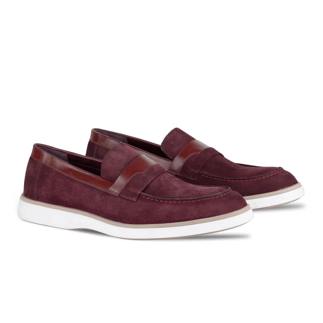 Phelps: Mocassin Homme - Daim Bordeaux - Bleather Maroc