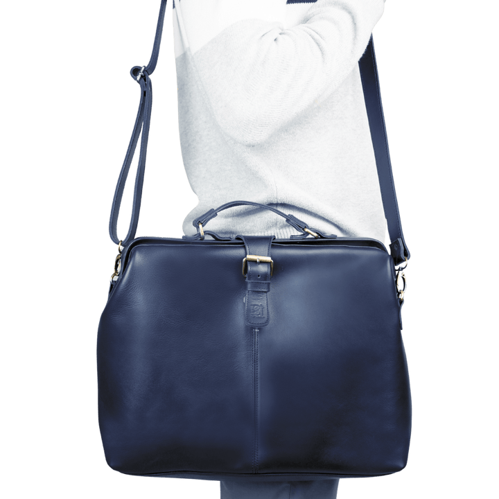 Practitioner: Cartable - Cuir Bleu - Bleather Maroc