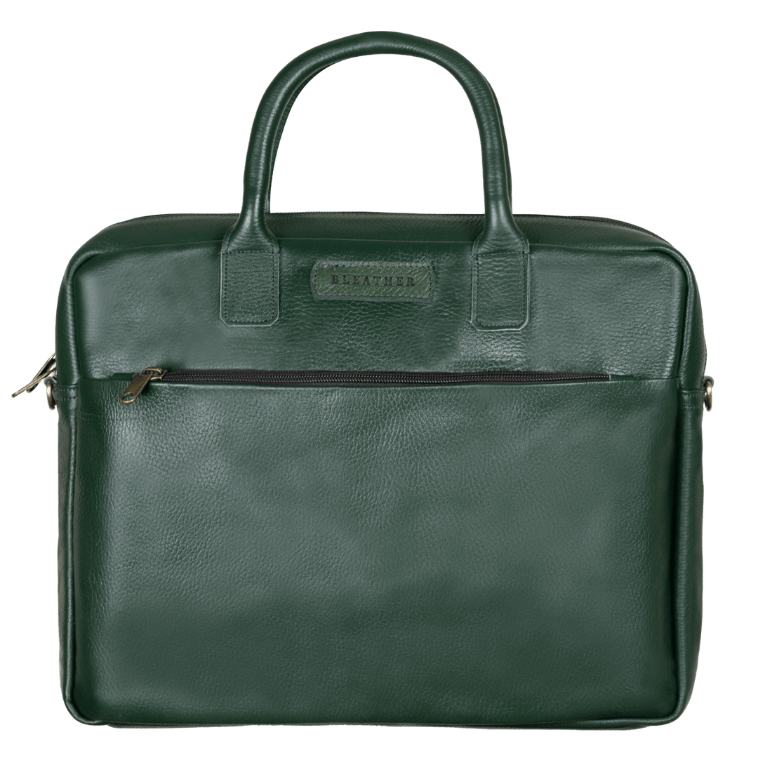 Prestige: Cartable Ordinateur - Cuir Vert - Bleather Maroc