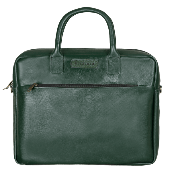 Prestige: Cartable Ordinateur - Cuir Vert